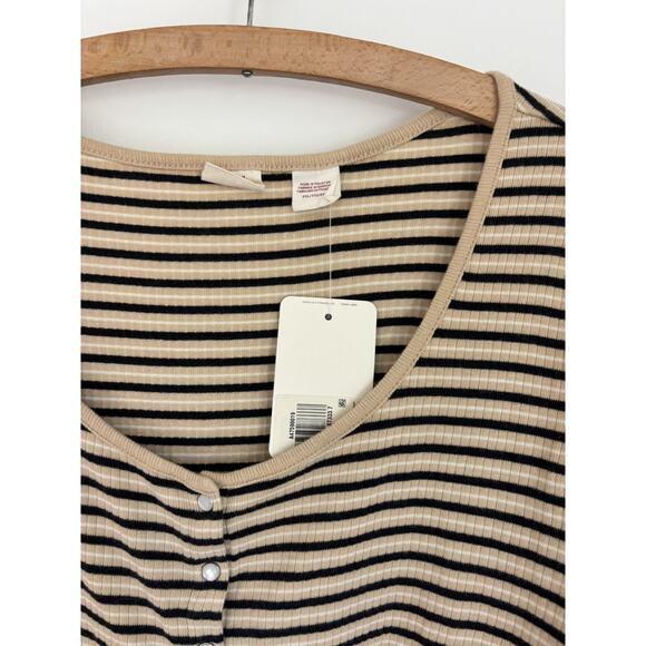 Levi’s Long Sleeve Britt Snap Front Striped Ribbed Top Womens Plus Size XXL New - Picture 3 of 7